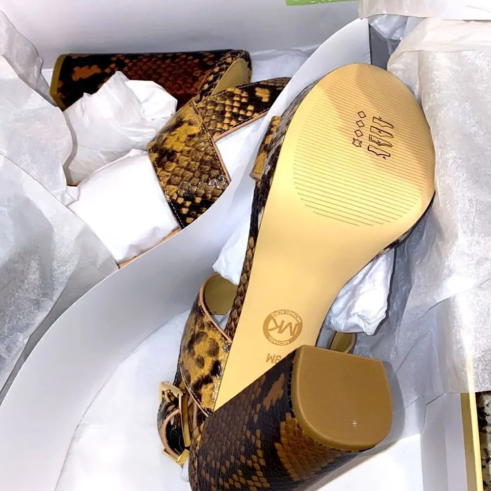 New Authentic Michael Michael Kors Becker T Strap Sandals